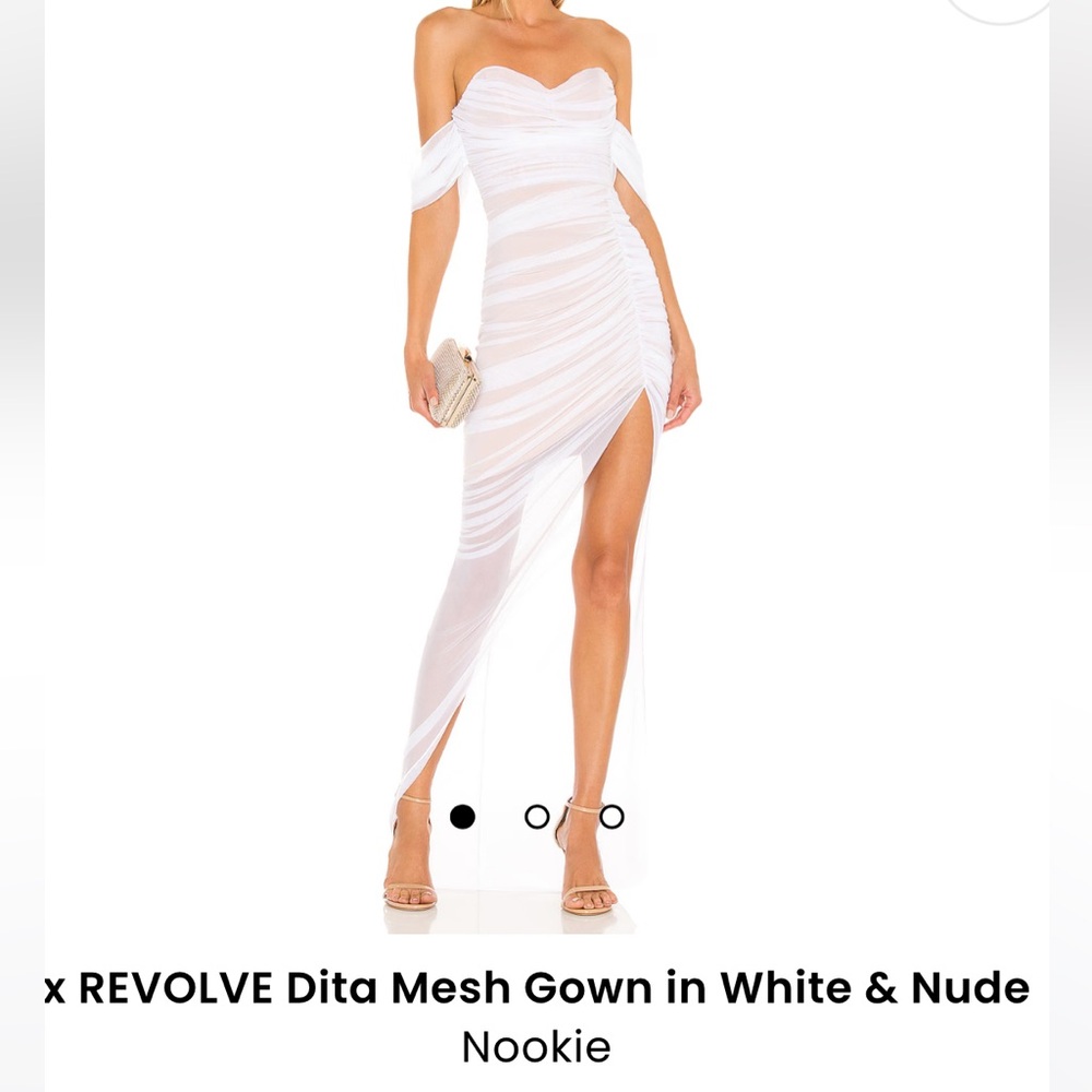 Nookie Dita Mesh Gown in White & Nude